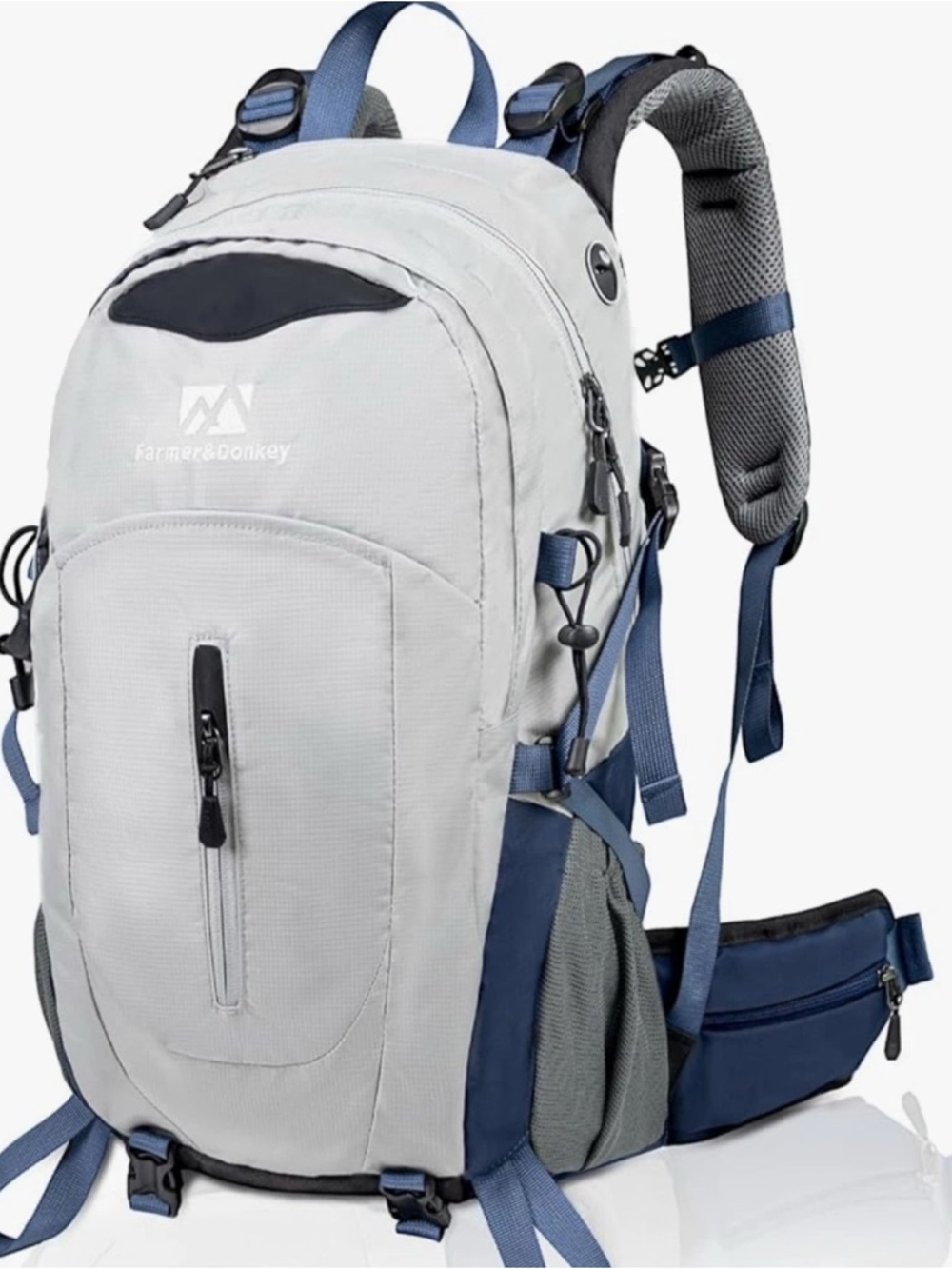 Farmer&Donkey Hiking Backpack, 40L Waterproof Camping Backpack Lightweight  Grey